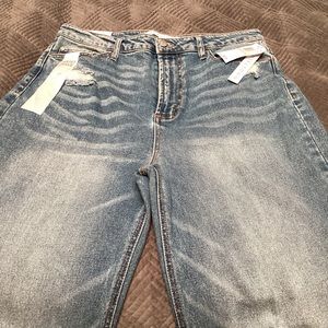 Tinseltown high rise baggy straight distressed  blue jeans, size 15/32. 220